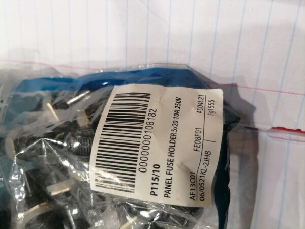 Panel Mount Fuse Holder 5x20mm 10A 250V — P115/10