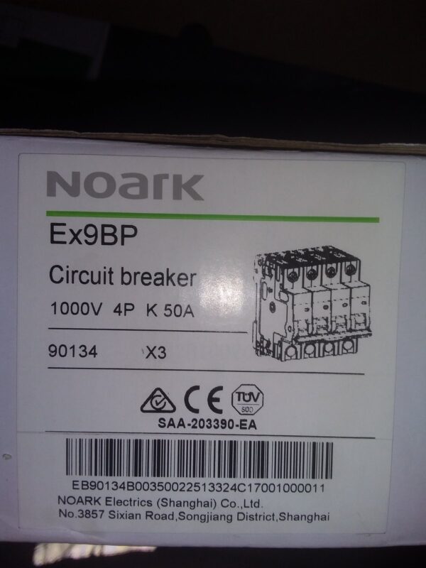 Noark Ex9BP 50A 4P 1000V DC MCB Circuit Breakers – Qty 3 (Solar/PV Rated)