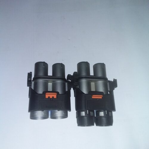 Pair of 2-Pin HV Interlock (HVIL) EV Connectors with Orange CPA Secondary Lock – Near New Pair of 2-Pin HV Interlock (HVIL) EV Connectors with Orange CPA Secondary Lock – Near New